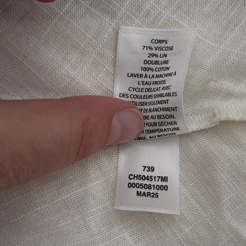 Chelsea 28 Dress L Cream Linen Blend Smocked Tiered Maxi Boho Minimalist Beach - Picture 11 of 12